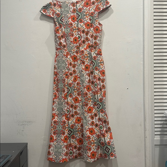 Anthropologie Cecily fit flare sweetheart neck floral orange midi dress small - Picture 7 of 11